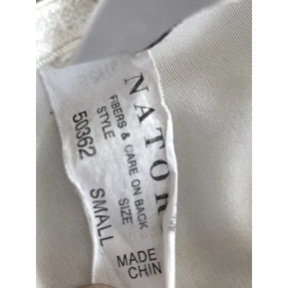 Natori White High Cut Thong Panty Shimmer Satin Finish Style 50362 Small